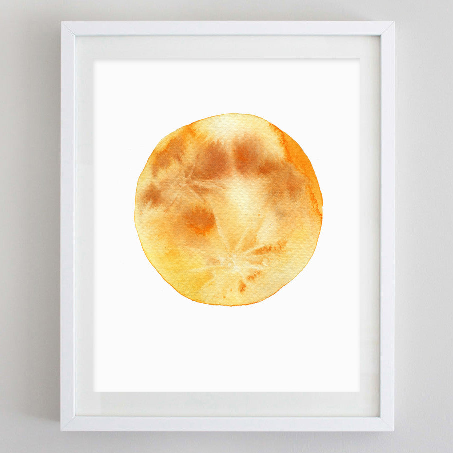 Yellow Moon Watercolor Print