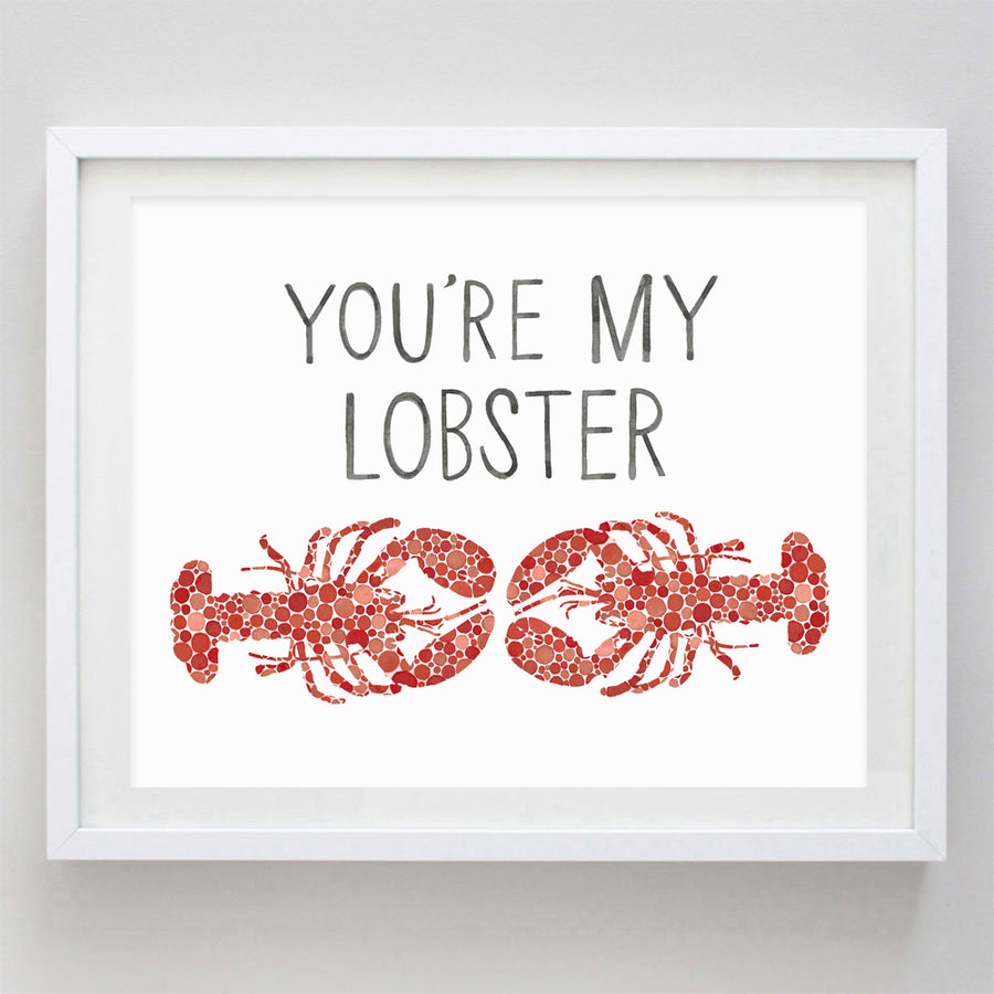 You're My Lobster Floral Watercolor Print