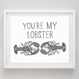 You're My Lobster Floral Watercolor Print