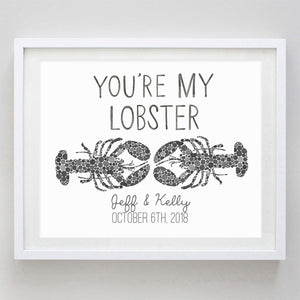 Custom You're My Lobster Black Watercolor Print