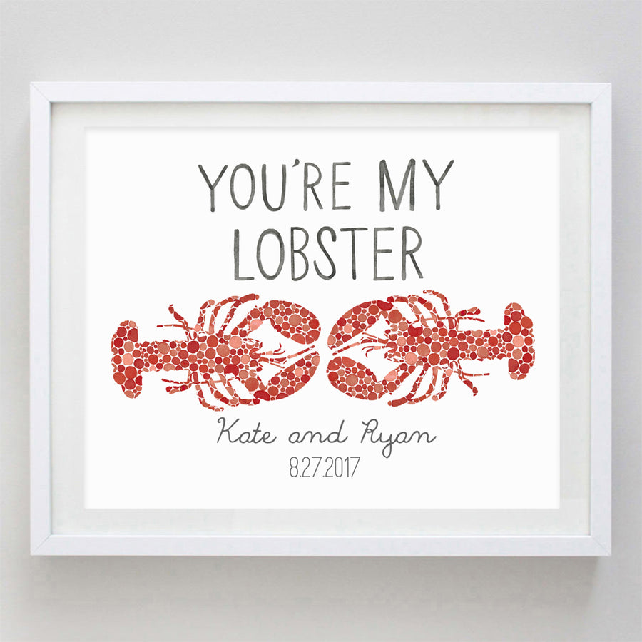 You're My Lobster Red Watercolor Print