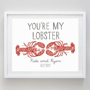 Custom You're My Lobster Red Watercolor Print
