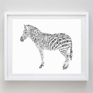 Zebra Floral Watercolor Print