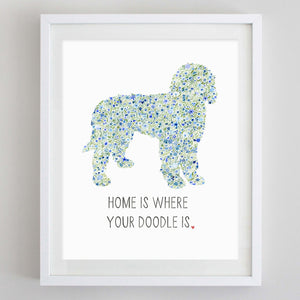 Golden Doodle Home Floral Watercolor Print