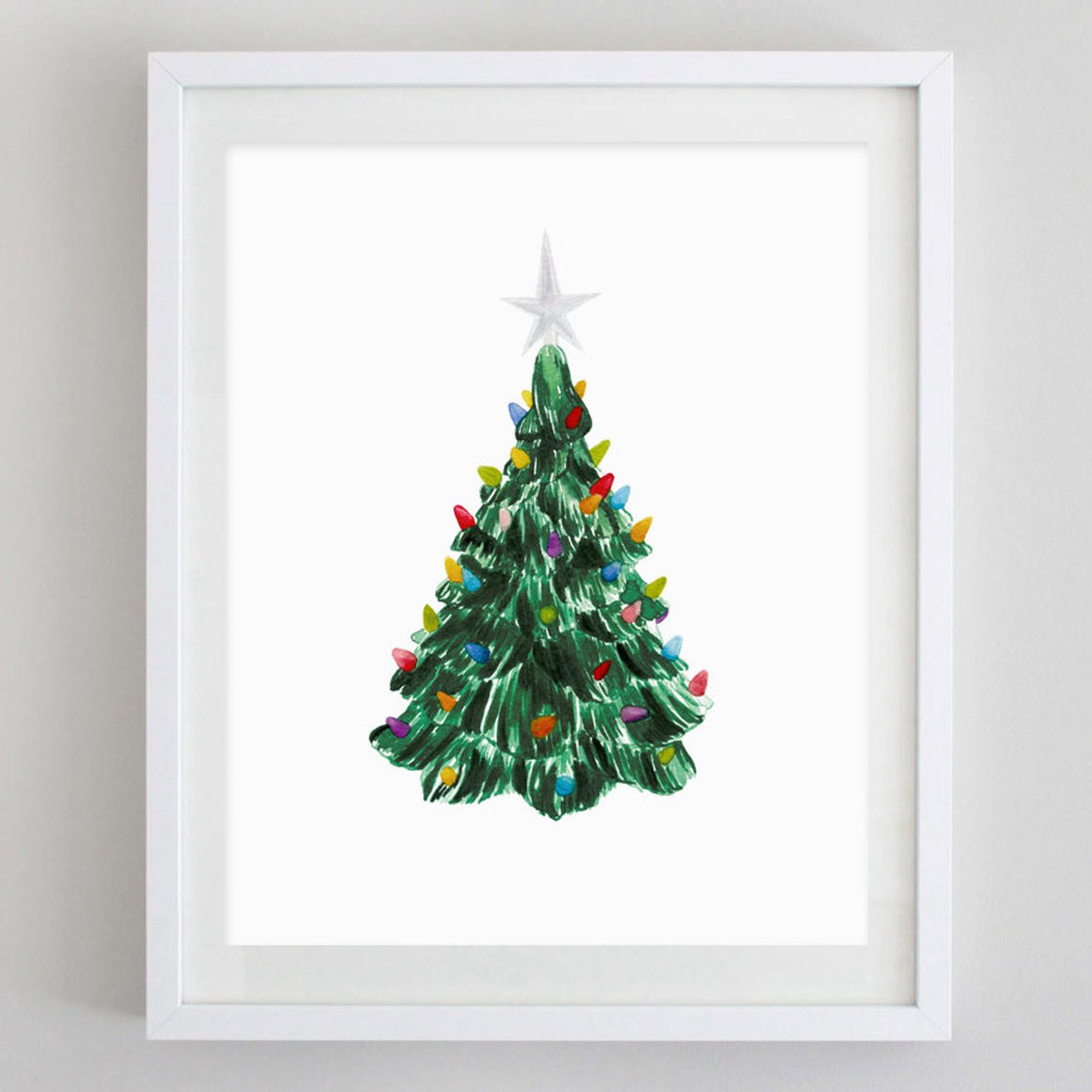 Vintage Christmas Tree Watercolor Print