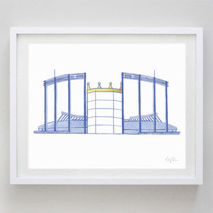 Kauffman Stadium Kansas City Watercolor Print