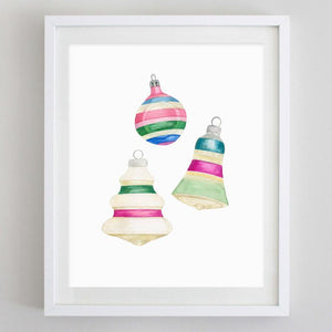 Vintage Ornaments Watercolor Print