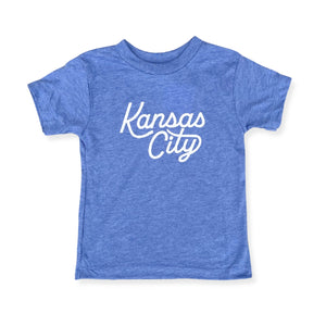 Kansas City Toddler Script Tee - Blue