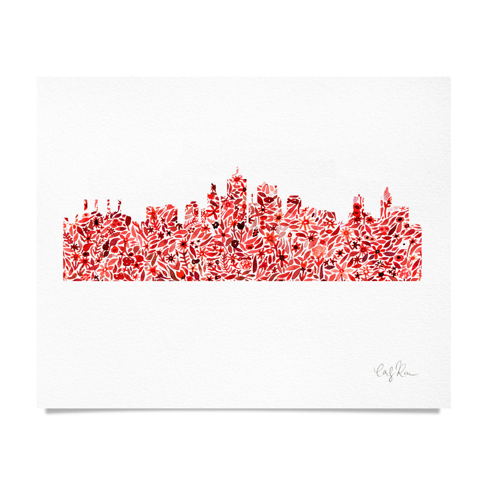 KC Skyline Red Floral Watercolor Print