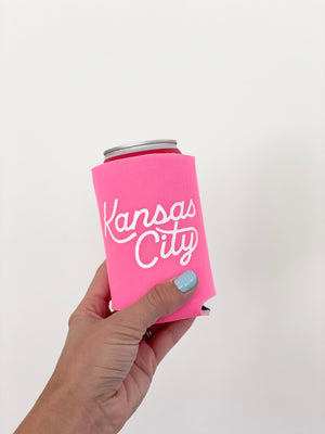 Kansas City Script Koozie Hot Pink