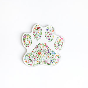 Dog Paw Floral Watercolor Magnet