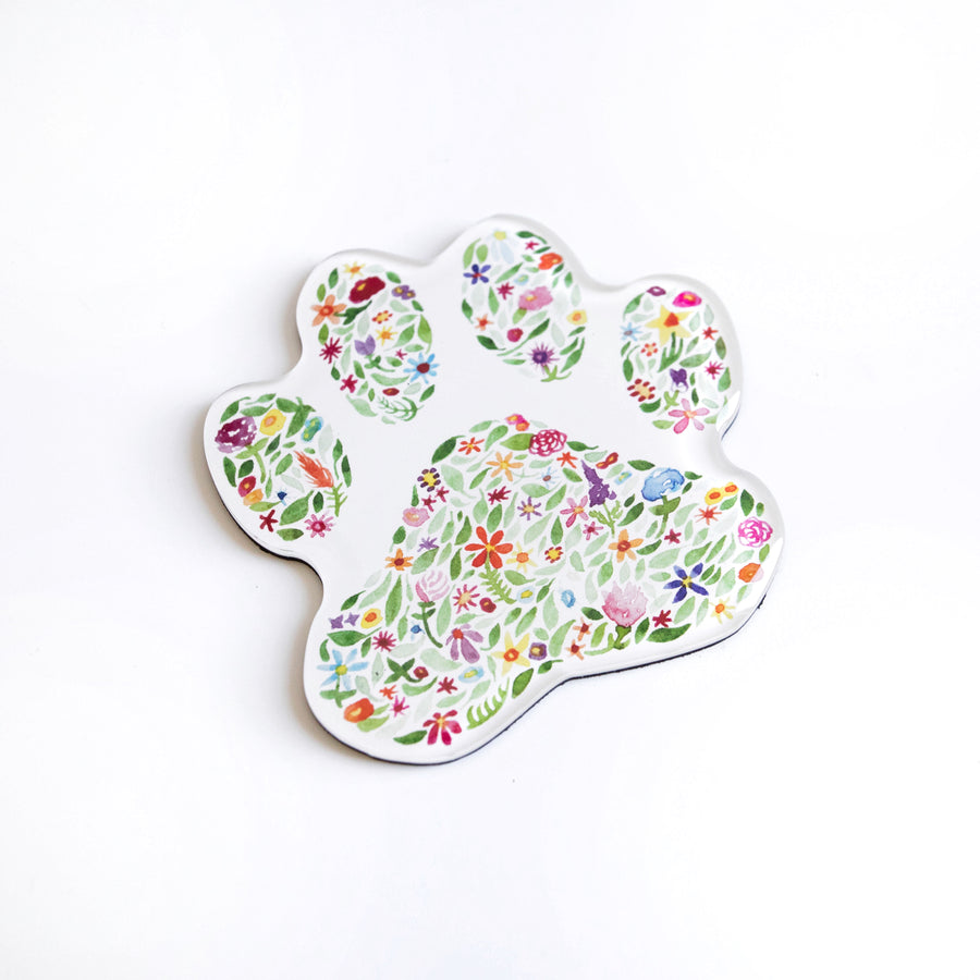 Dog Paw Floral Watercolor Magnet