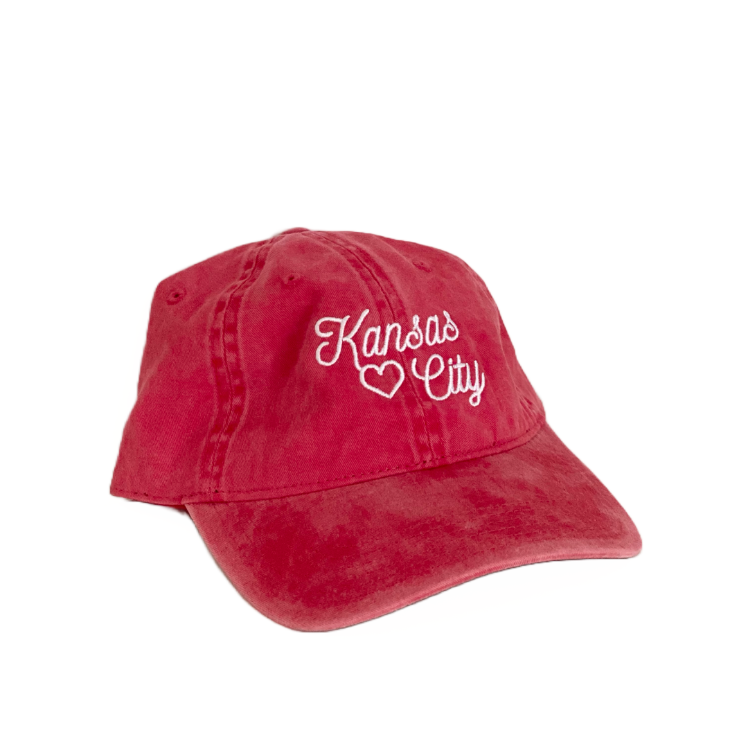 Kansas City Embroidered Heart Hat - Red - Carly Rae Studio