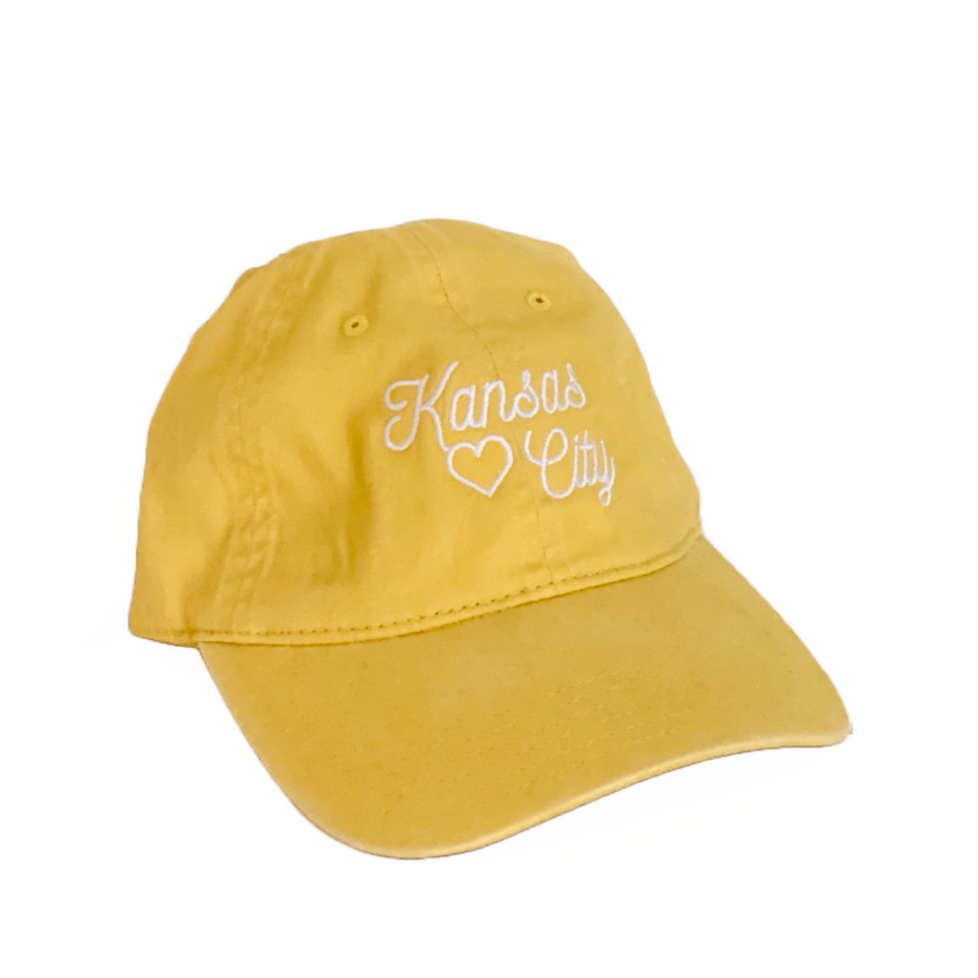Kansas City Embroidered Heart Hat - Yellow