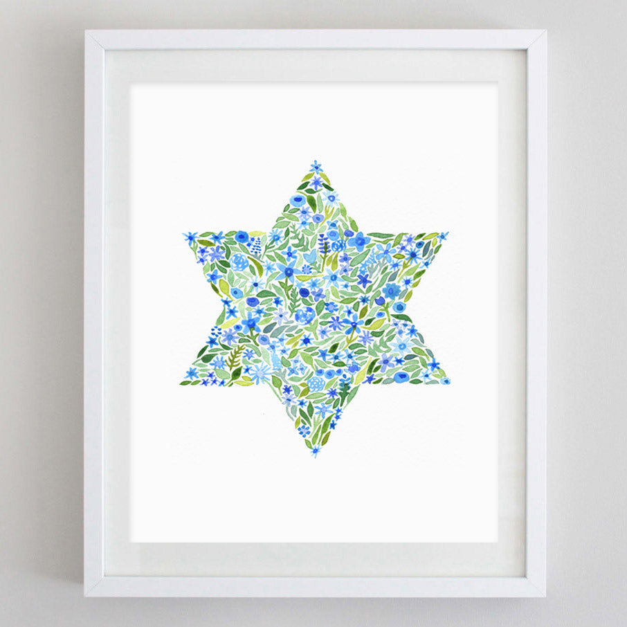 Star of David Floral Watercolor Print