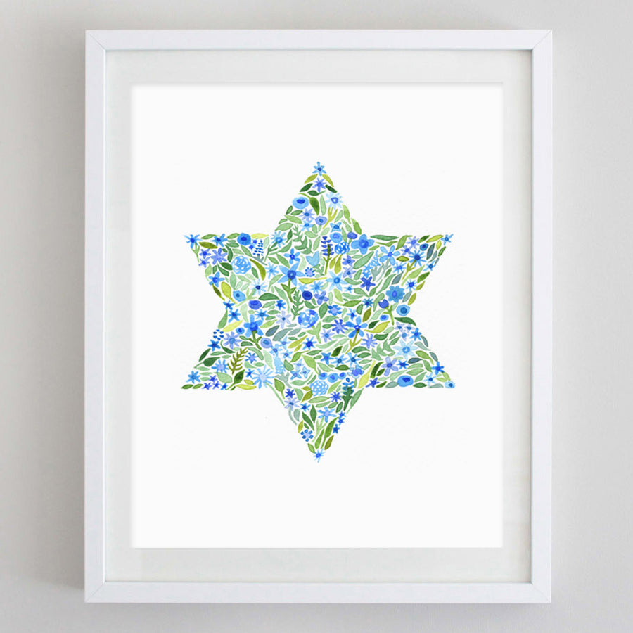 Star of David Floral Watercolor Print